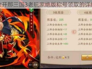 关于放开那三国3老玩家绝版称号领取的详细指南