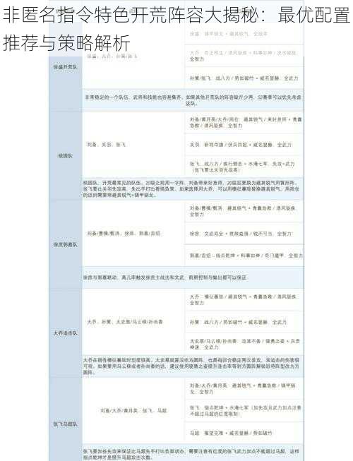 非匿名指令特色开荒阵容大揭秘：最优配置推荐与策略解析