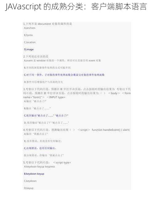 JAVascript 的成熟分类：客户端脚本语言