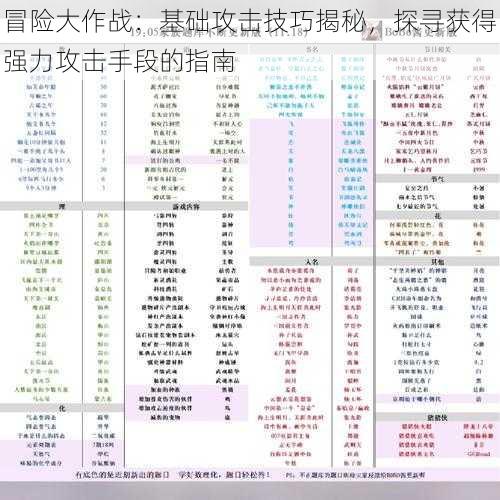 冒险大作战：基础攻击技巧揭秘，探寻获得强力攻击手段的指南