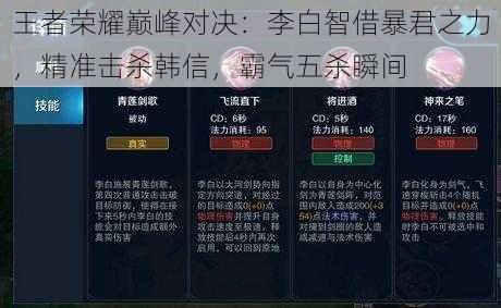 王者荣耀巅峰对决：李白智借暴君之力，精准击杀韩信，霸气五杀瞬间