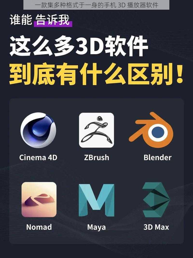 一款集多种格式于一身的手机 3D 播放器软件