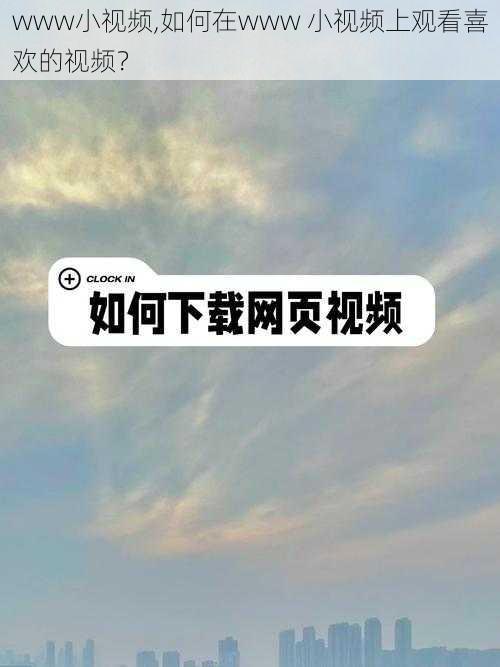 www小视频,如何在www 小视频上观看喜欢的视频？