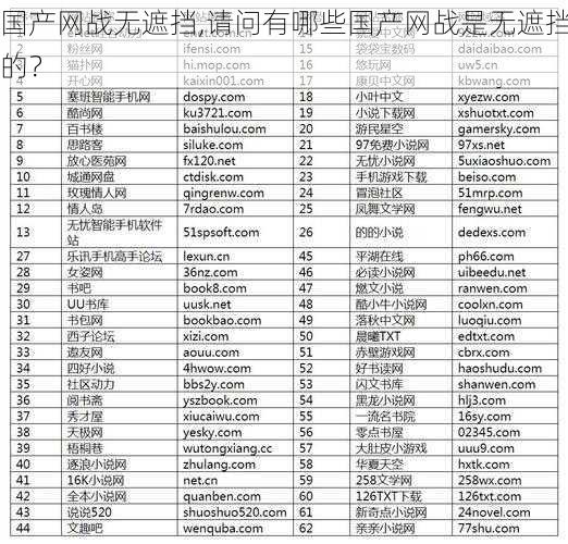 国产网战无遮挡,请问有哪些国产网战是无遮挡的？