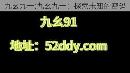 九幺九一;九幺九一：探索未知的密码