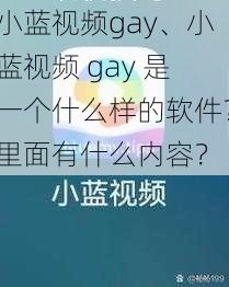 小蓝视频gay、小蓝视频 gay 是一个什么样的软件？里面有什么内容？