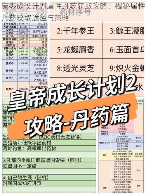 豪杰成长计划属性丹药获取攻略：揭秘属性丹药获取途径与策略