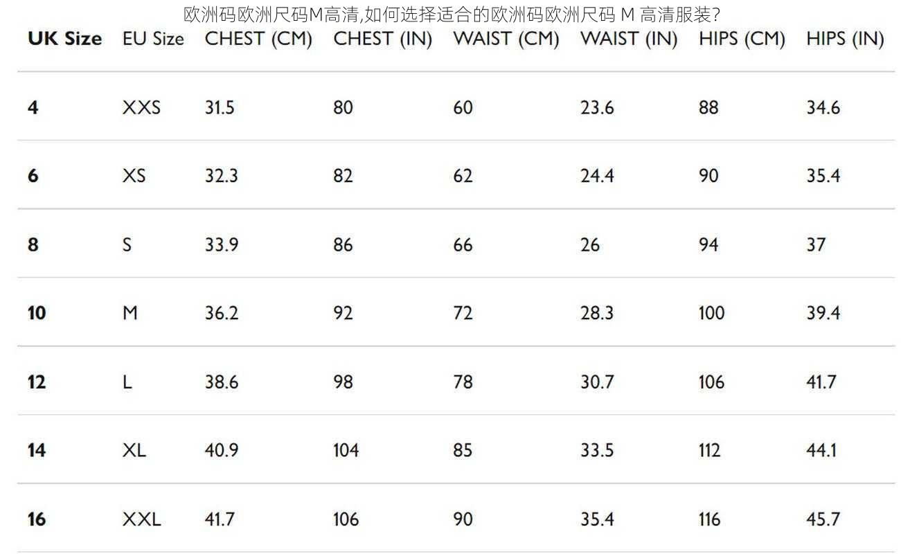 欧洲码欧洲尺码M高清,如何选择适合的欧洲码欧洲尺码 M 高清服装？