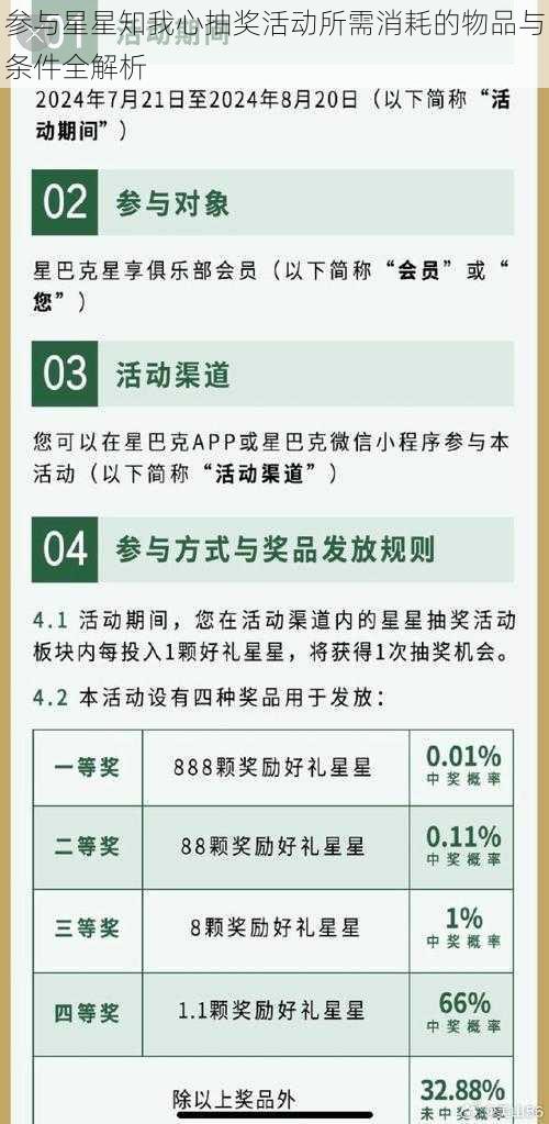 参与星星知我心抽奖活动所需消耗的物品与条件全解析