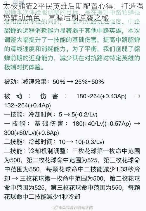 太极熊猫2平民英雄后期配置心得：打造强势辅助角色，掌握后期逆袭之秘