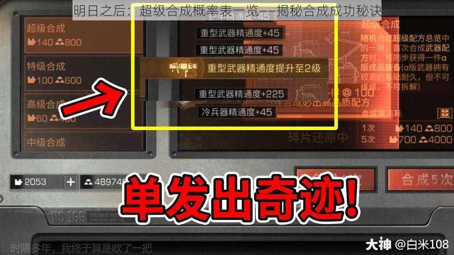 明日之后：超级合成概率表一览——揭秘合成成功秘诀