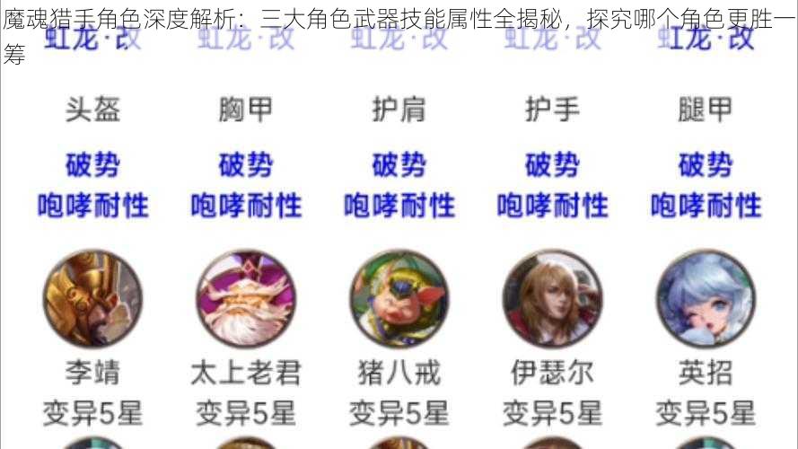 魔魂猎手角色深度解析：三大角色武器技能属性全揭秘，探究哪个角色更胜一筹