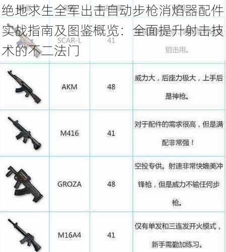 绝地求生全军出击自动步枪消焰器配件实战指南及图鉴概览：全面提升射击技术的不二法门