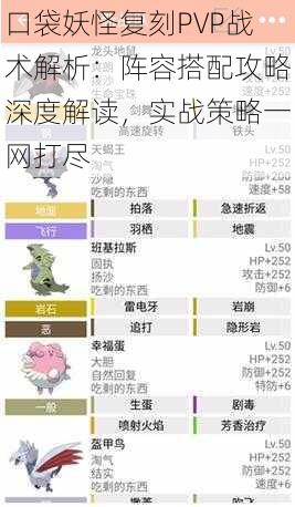 口袋妖怪复刻PVP战术解析：阵容搭配攻略深度解读，实战策略一网打尽