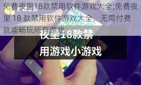 免费夜里18款禁用软件游戏大全;免费夜里 18 款禁用软件游戏大全，无需付费就能畅玩所有游戏