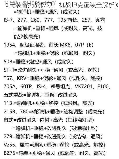 《无装备挑战极限：机战坦克配装全解析》