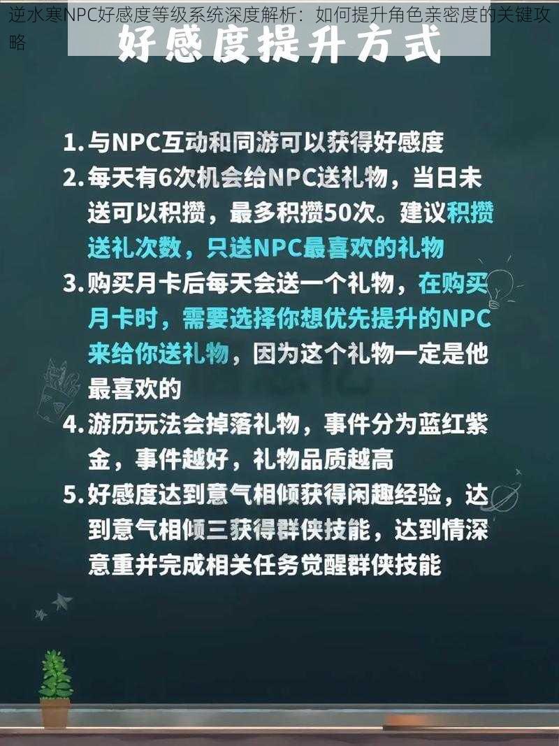 逆水寒NPC好感度等级系统深度解析：如何提升角色亲密度的关键攻略