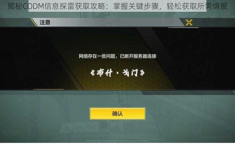 揭秘CODM信息探雷获取攻略：掌握关键步骤，轻松获取所需情报