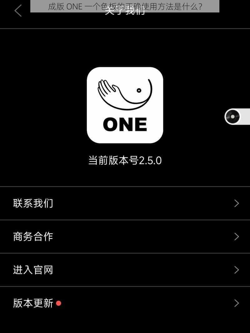 成版 ONE 一个色板的正确使用方法是什么？