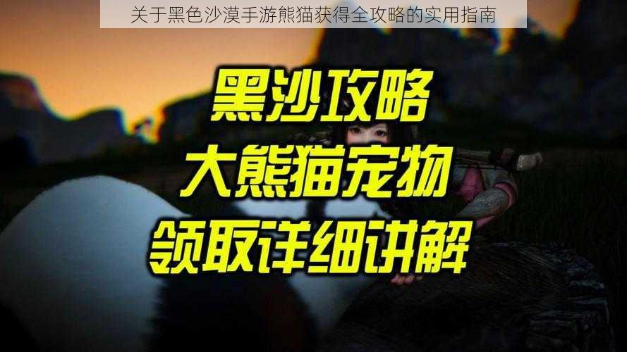 关于黑色沙漠手游熊猫获得全攻略的实用指南