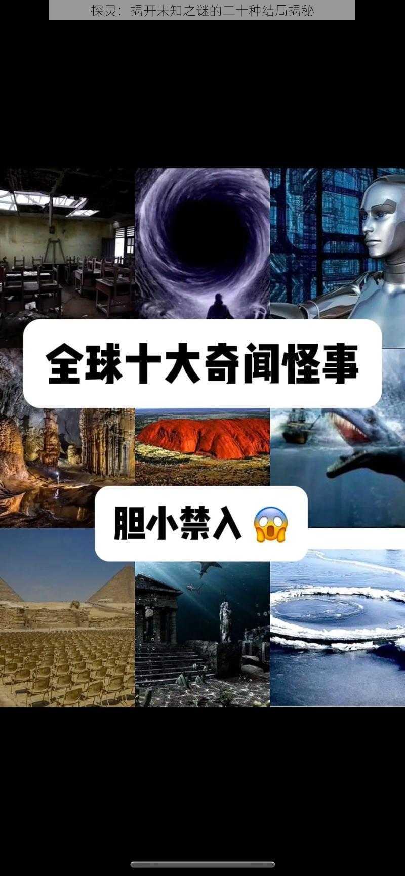 探灵：揭开未知之谜的二十种结局揭秘