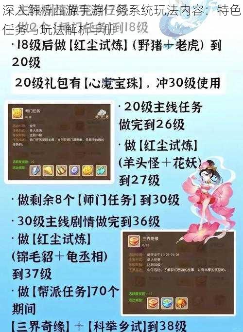 深入解析西游手游任务系统玩法内容：特色任务与玩法解析手册